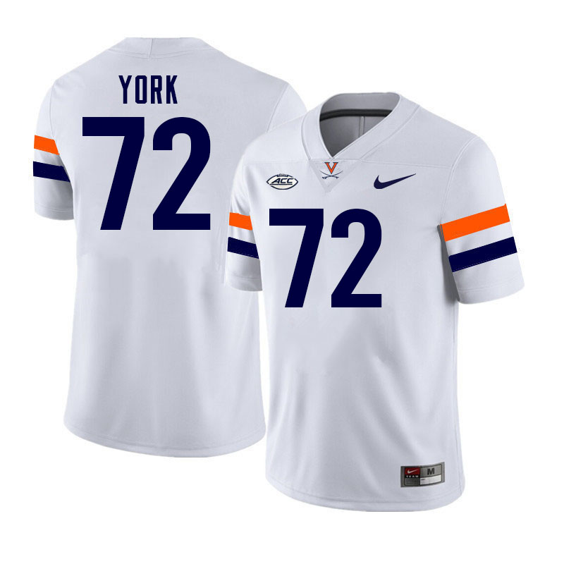 Virginia Cavaliers #72 Ben York College Football Jerseys Stitched-White
